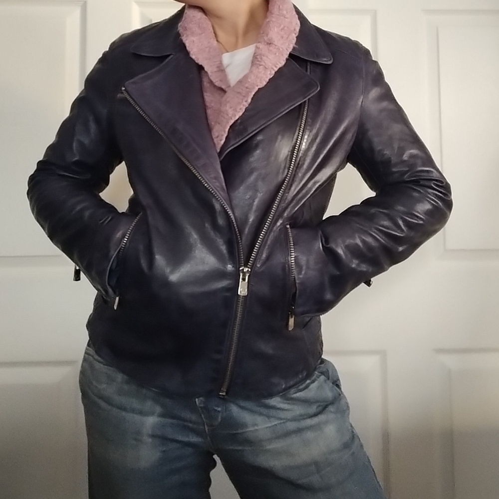 Bod Christensen Leather Bomber Jacket Large